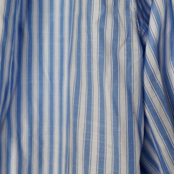 Blue & White Stripe Peasant Blouse - Long Sleeve, Oversized Fit - Picture 2 of 6